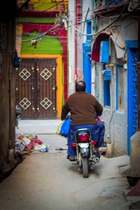 Man on Motocycle in Old Street Rawalpindi 