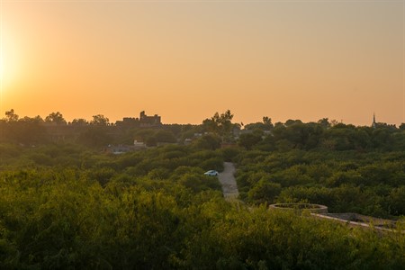 Sunset view of a village in Rohtas Fort