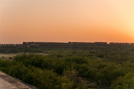 Sunset view of a village in Rohtas Fort