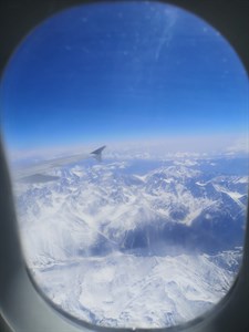 Mountain from aeroplane window