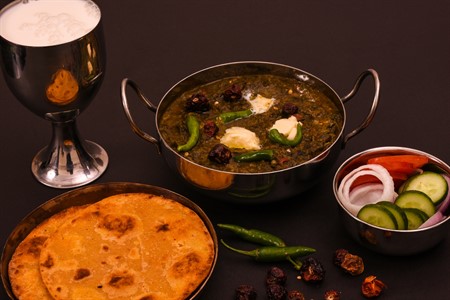 Sarson ka saag with Lassi & Makki ki roti