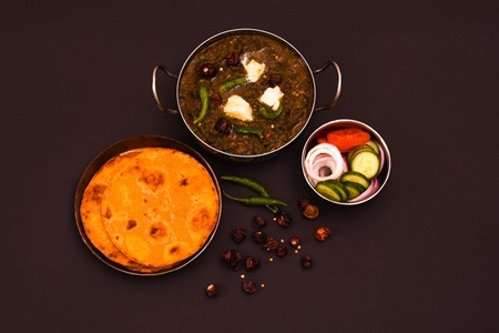 Sarson ka saag with Makki ki roti - top view