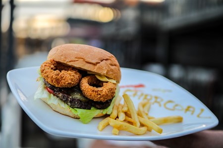 Burger with fried onions