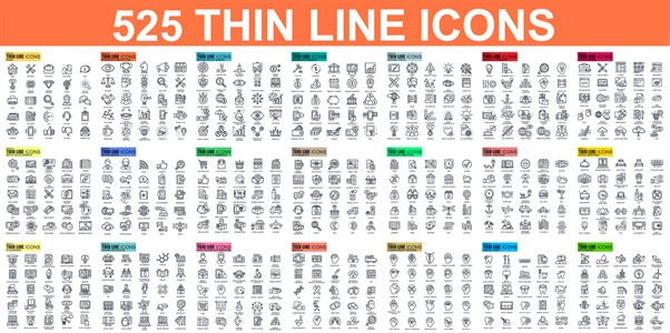 Simple set of vector thin line icons.