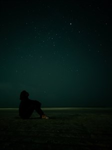 Boy Under a starry sky