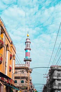 Beautiful mosque Minar with stunning sky 