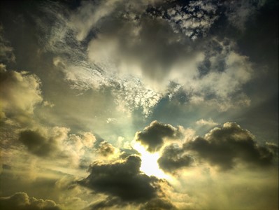 Sun rays from clouds