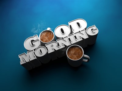 Good Morning - 3d Typography with Hot Mugs