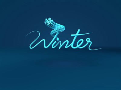 Winter 3d Typography with snow