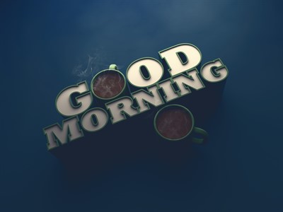 Good Morning - 3d Typography with Hot Mugs