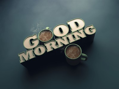 Good Morning - 3d Typography with Hot Mugs