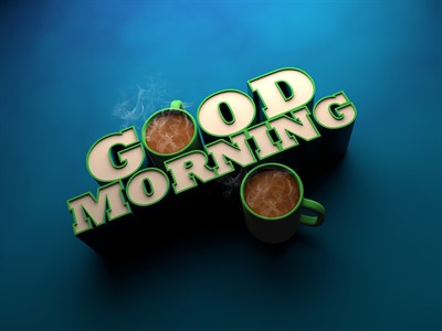 Good Morning - 3d Typography with Hot Mugs