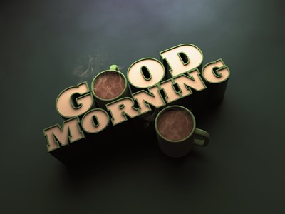 Good Morning - 3d Typography with Hot Mugs