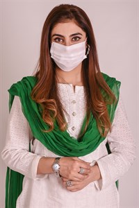 Pakistani Girl wearing mask in white dress